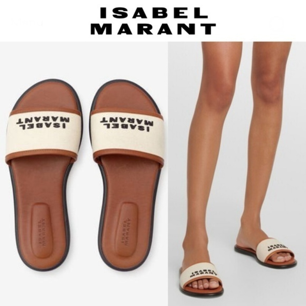 Isabel Marant Vikee Sandals Brown Cream Ecru-Cognac Sandals Sz 39 NWT 660$